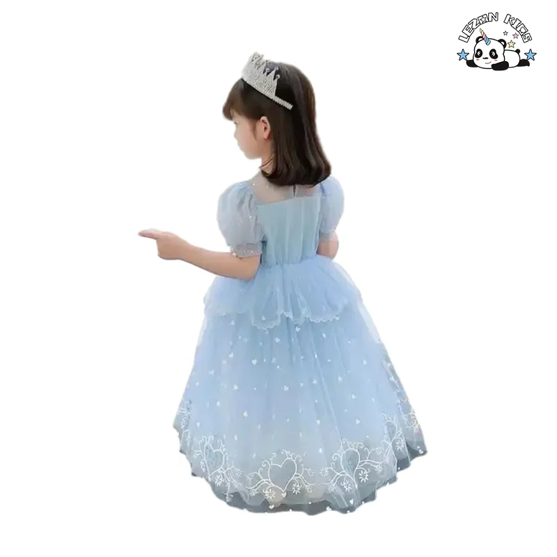 LEZONKIDS - Girl's princess Elsa skirt 2023 summer new girls dresses lace ruffles sequin tutu dress